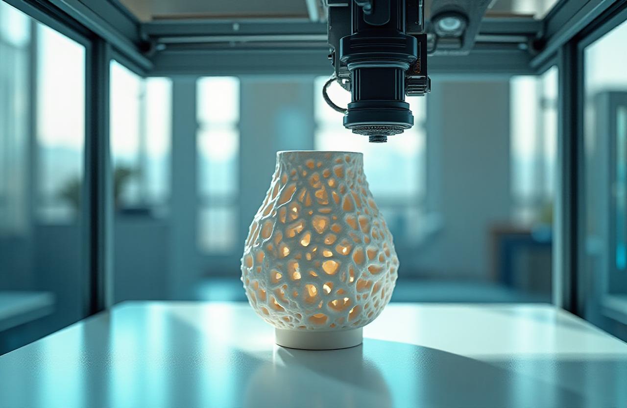 Algorithmic ceramic vase being designed by AI
