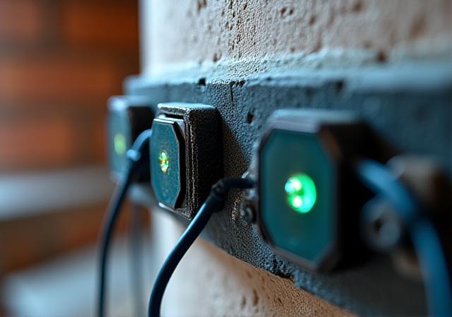 Close up of high-tech sensors on a ceramic kiln setup